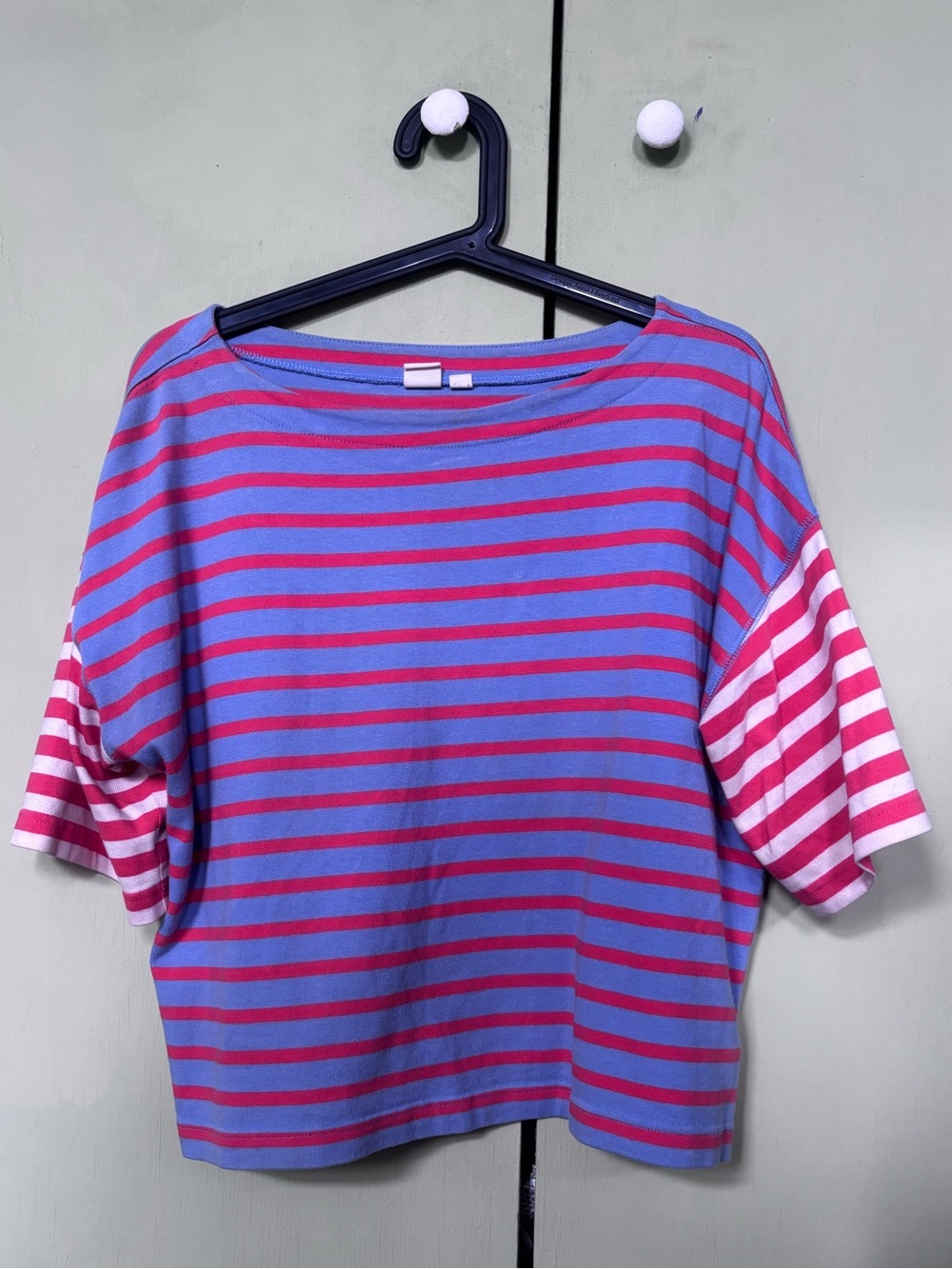 Striped Cropped Boxy Colorblock Tee
